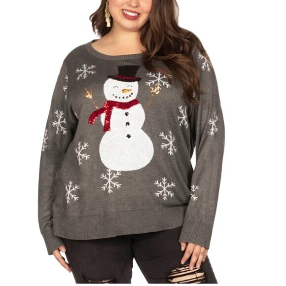 Tipsy Elves XL NEW Womens Sequined Snow Day Plus Size Ugly Christmas Sweater - Picture 1 of 9